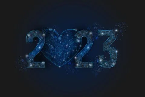 Abstract isolated blue image of new year number 2023. Polygonal low poly Stock Illustration