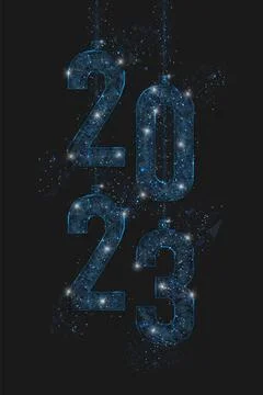 Abstract isolated blue image of new year number 2023. Polygonal low poly Stock Illustration