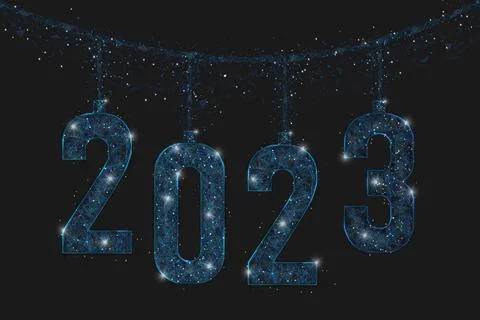 Abstract isolated blue image of new year number 2023. Polygonal low poly Stock Illustration