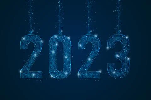 Abstract isolated blue image of new year number 2023. Polygonal low poly Stock Illustration