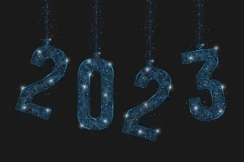 Abstract isolated blue image of new year number 2023. Polygonal low poly Stock Illustration