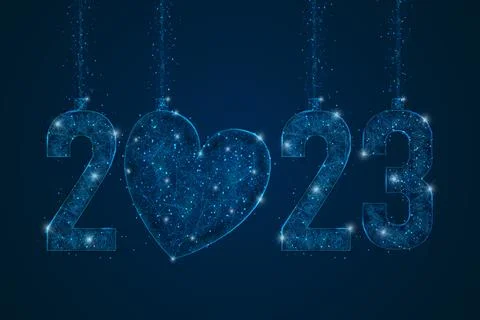 Abstract isolated blue image of new year number 2023. Polygonal low poly Stock Illustration