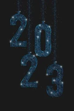 Abstract isolated blue image of new year number 2023. Polygonal low poly Stock Illustration
