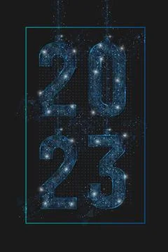 Abstract isolated blue image of new year number 2023. Polygonal low poly Stock Illustration