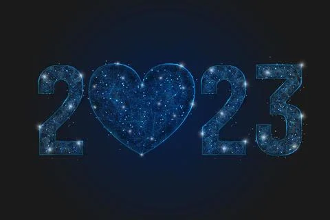 Abstract isolated blue image of new year number 2023. Polygonal low poly Stock Illustration
