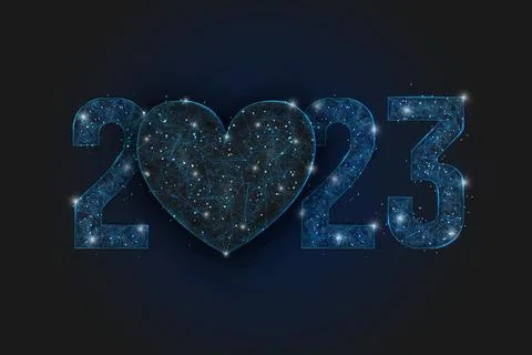 Abstract isolated blue image of new year number 2023. Polygonal low poly Stock Illustration