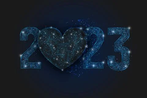Abstract isolated blue image of new year number 2023. Polygonal low poly Stock Illustration