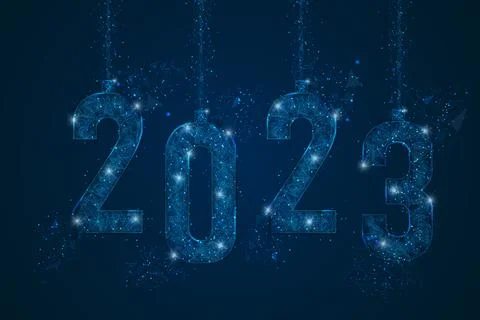 Abstract isolated blue image of new year number 2023. Polygonal low poly Illustrazione stock