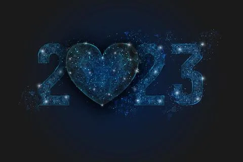Abstract isolated blue image of new year number 2023. Polygonal low poly Stock Illustration