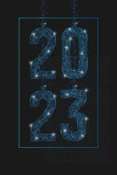 Abstract isolated blue image of new year number 2023. Polygonal low poly Illustrazione stock