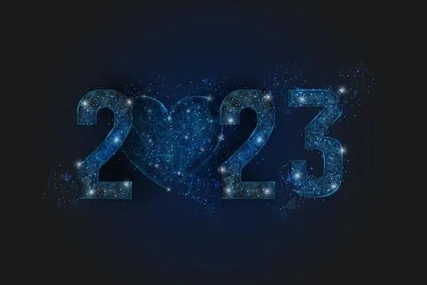 Abstract isolated blue image of new year number 2023. Polygonal low poly Stock Illustration