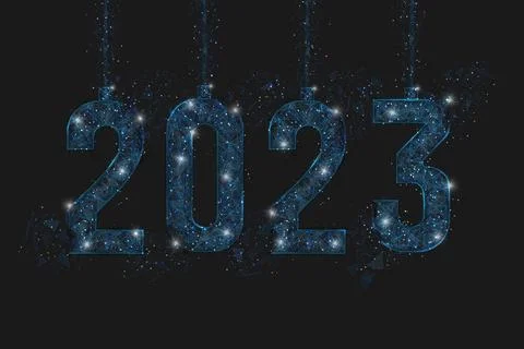 Abstract isolated blue image of new year number 2023. Polygonal low poly Stock Illustration