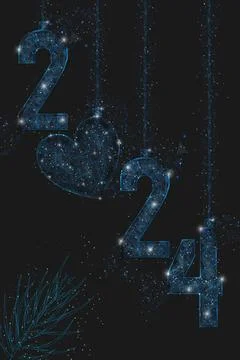 Abstract isolated blue image of new year number 2024. Polygonal low poly Stock Illustration