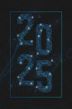 Abstract isolated blue image of new year number 2025. Polygonal low poly Stock Illustration