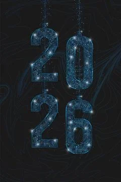 Abstract isolated blue image of new year number 2026. Polygonal low poly Stock Illustration