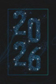 Abstract isolated blue image of new year number 2026. Polygonal low poly Stock Illustration
