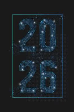 Abstract isolated blue image of new year number 2026. Polygonal low poly Stock Illustration