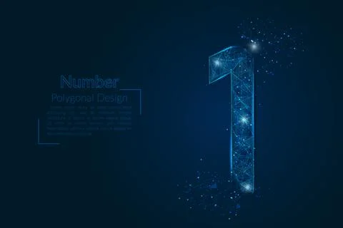 Abstract isolated blue image of a number one. Polygonal illustration looks li Stock Illustration