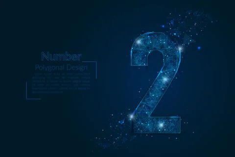 Abstract isolated blue image of a number two. Polygonal illustration looks li Stock Illustration
