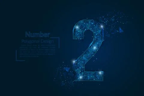 Abstract isolated blue image of a number two. Polygonal illustration looks li Stock Illustration