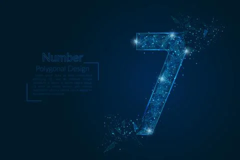 Abstract isolated blue image of a number seven. Polygonal illustration looks  Stock Illustration