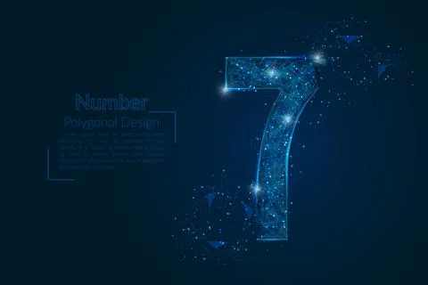 Abstract isolated blue image of a number seven. Polygonal illustration looks  Illustrazione stock