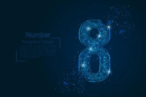 Abstract isolated blue image of a number eight. Polygonal illustration looks  Stock Illustration