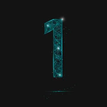 Abstract isolated blue image of a number one. Polygonal illustration looks li Stock Illustration