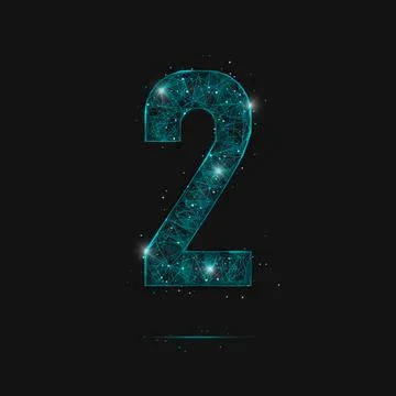 Abstract isolated blue image of a number two. Polygonal illustration looks .. Stock Illustration