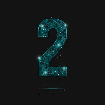 Abstract isolated blue image of a number two. Polygonal illustration looks .. Stock Illustration
