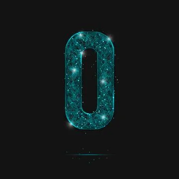 Abstract isolated blue image of a number zero. Polygonal illustration looks.. Stock Illustration