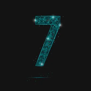 Abstract isolated blue image of a number seven. Polygonal illustration look.. Stock Illustration