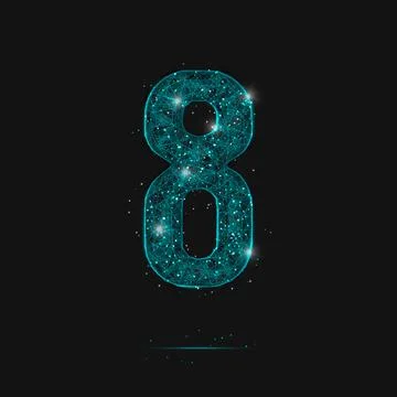 Abstract isolated blue image of a number eight. Polygonal illustration look.. Illustrazione stock