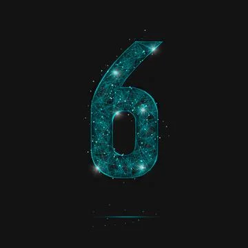 Abstract isolated blue image of a number six. Polygonal illustration looks .. Stock Illustration