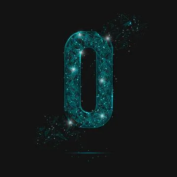 Abstract isolated blue image of a number zero. Polygonal illustration looks like Stock Illustration