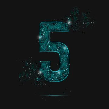Abstract isolated blue image of a number five. Polygonal illustration looks like Stock Illustration