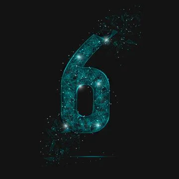 Abstract isolated blue image of a number six. Polygonal illustration looks like Stock Illustration