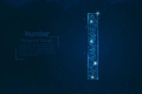 Abstract isolated blue image of a number one. Polygonal illustration looks like Illustrazione stock