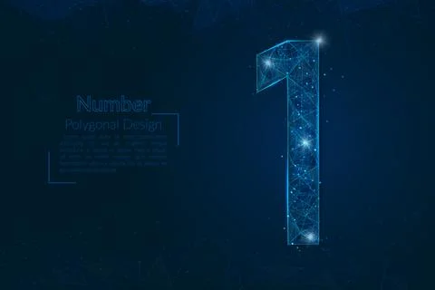 Abstract isolated blue image of a number one. Polygonal illustration looks like Stock Illustration