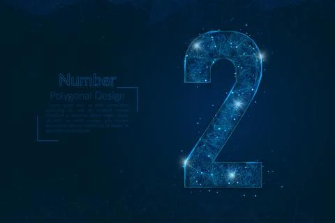 Abstract isolated blue image of a number two. Polygonal illustration looks like Stock Illustration