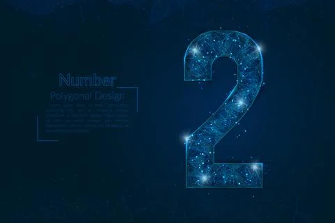Abstract isolated blue image of a number two. Polygonal illustration looks like Stock Illustration