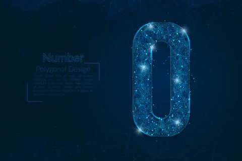 Abstract isolated blue image of a number zero. Polygonal illustration looks like Illustrazione stock