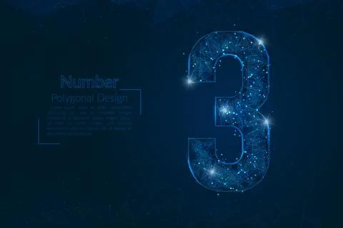 Abstract isolated blue image of a number three. Polygonal illustration looks Stock Illustration