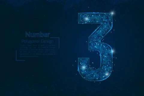 Abstract isolated blue image of a number three. Polygonal illustration looks Stock Illustration