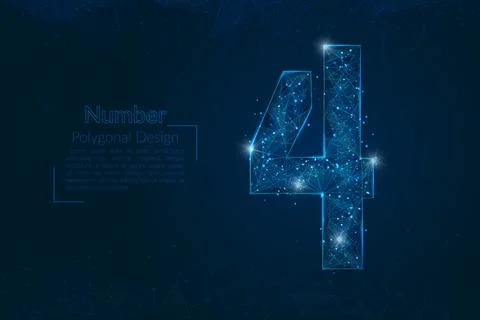 Abstract isolated blue image of a number four. Polygonal illustration looks like Stock Illustration