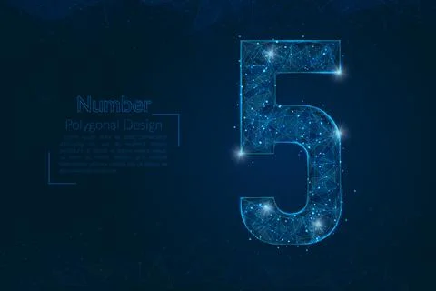 Abstract isolated blue image of a number five. Polygonal illustration looks like Stock Illustration
