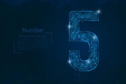 Abstract isolated blue image of a number five. Polygonal illustration looks like Stock Illustration