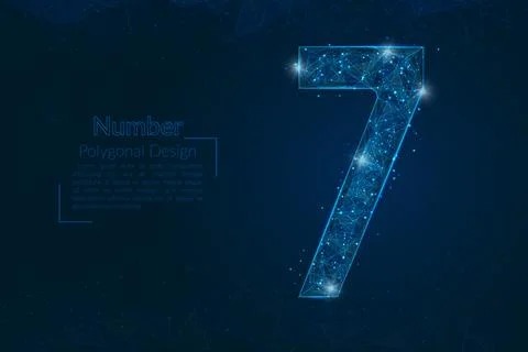 Abstract isolated blue image of a number seven. Polygonal illustration looks Stock Illustration