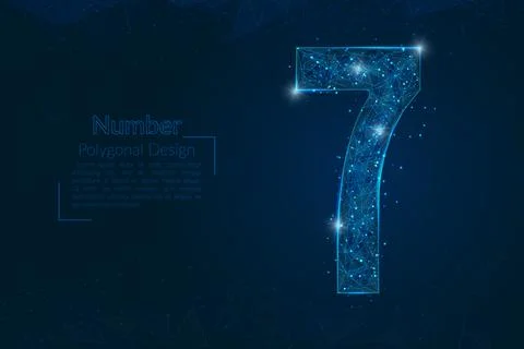 Abstract isolated blue image of a number seven. Polygonal illustration looks Stock Illustration