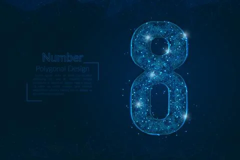 Abstract isolated blue image of a number eight. Polygonal illustration looks Illustrazione stock